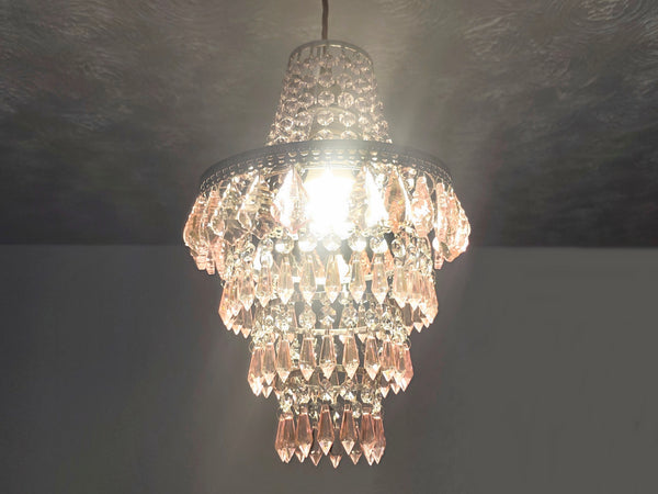 Unique 4-Tier Light Pink Chandelier Ceiling Pendant Lamp 9" x 14" Customizable 6