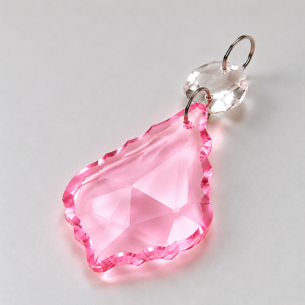 1 Pink Cut Glass Leaf 50 mm 2" Chandelier UK Crystals Drops Beads Droplets Parts 3