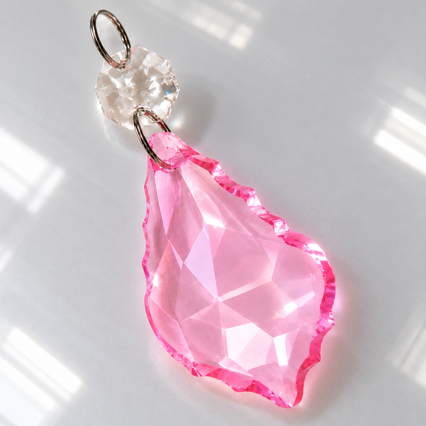 1 Pink Cut Glass Leaf 50 mm 2" Chandelier UK Crystals Drops Beads Droplets Parts 4