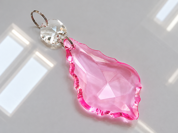 1 Pink Cut Glass Leaf 50 mm 2" Chandelier UK Crystals Drops Beads Droplets Parts 5