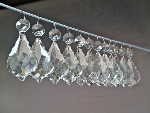 12 Clear Leaf 50 mm 2" Chandelier UK Crystals Beads Droplets Sun Catcher Christmas Decorations 9