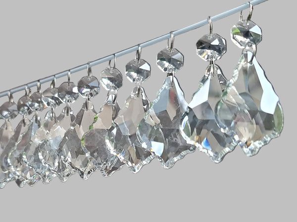 12 Clear Leaf 50 mm 2" Chandelier UK Crystals Beads Droplets Sun Catcher Christmas Decorations 7