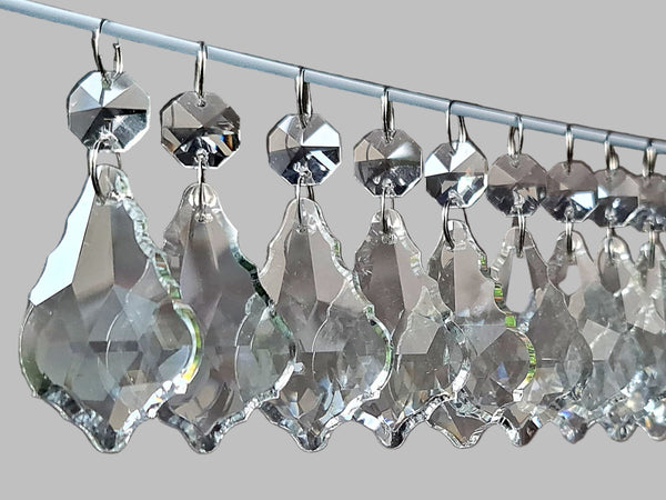 12 Clear Leaf 50 mm 2" Chandelier UK Crystals Beads Droplets Sun Catcher Christmas Decorations 4