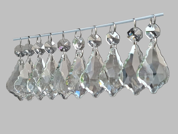 1 Clear Cut Glass Leaf 50 mm 2" Chandelier UK Crystals Beads Droplets Prism Light Parts 10