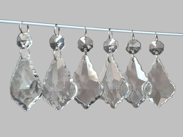1 Clear Cut Glass Leaf 50 mm 2" Chandelier UK Crystals Beads Droplets Prism Light Parts 12