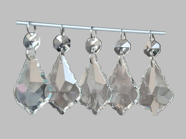 1 Clear Cut Glass Leaf 50 mm 2" Chandelier UK Crystals Beads Droplets Prism Light Parts 8