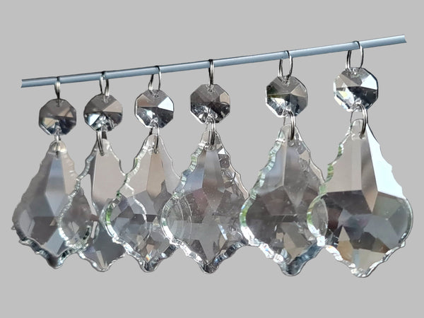 1 Clear Cut Glass Leaf 50 mm 2" Chandelier UK Crystals Beads Droplets Prism Light Parts 3