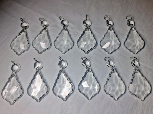 12 Clear Leaf 50 mm 2" Chandelier UK Crystals Beads Droplets Sun Catcher Christmas Decorations 5