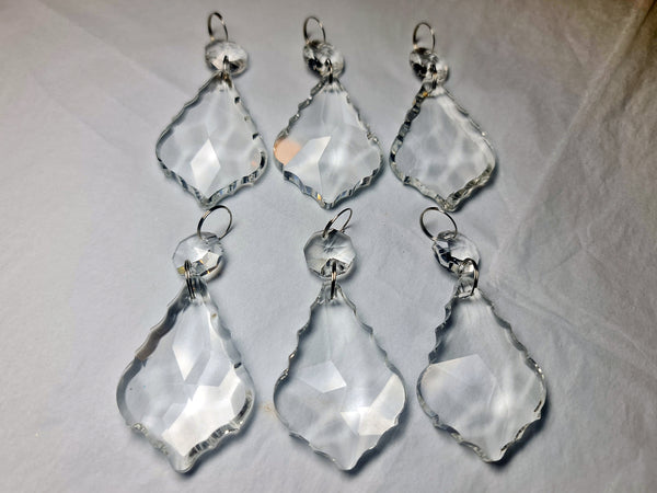 1 Clear Cut Glass Leaf 50 mm 2" Chandelier UK Crystals Beads Droplets Prism Light Parts 11