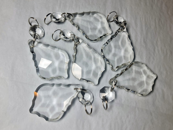 1 Clear Cut Glass Leaf 50 mm 2" Chandelier UK Crystals Beads Droplets Prism Light Parts 9