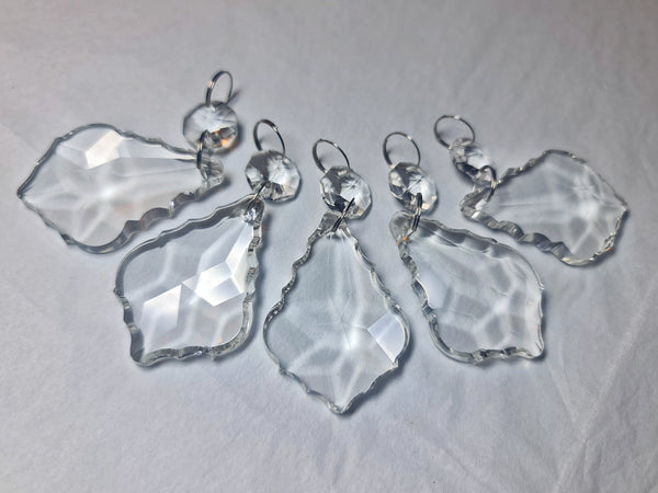 1 Clear Cut Glass Leaf 50 mm 2" Chandelier UK Crystals Beads Droplets Prism Light Parts 7