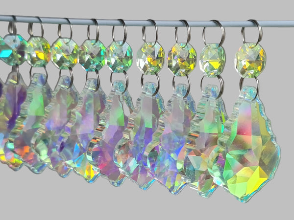1 Aurora Borealis 50 mm 2" Leaf Chandelier Glass UK Crystals Drops Beads AB Droplets Light Parts 11