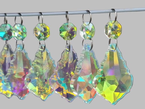 1 Aurora Borealis 50 mm 2" Leaf Chandelier Glass UK Crystals Drops Beads AB Droplets Light Parts 4