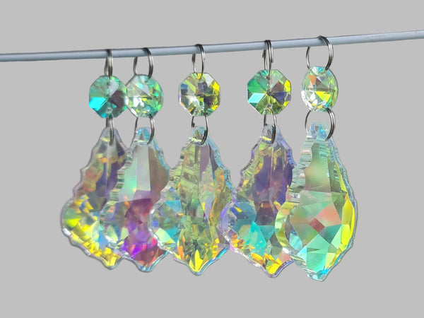 1 Aurora Borealis 50 mm 2" Leaf Chandelier Glass UK Crystals Drops Beads AB Droplets Light Parts 7