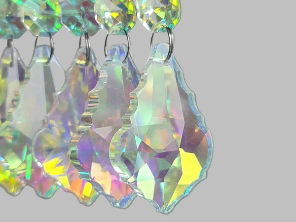 1 Aurora Borealis 50 mm 2" Leaf Chandelier Glass UK Crystals Drops Beads AB Droplets Light Parts 2