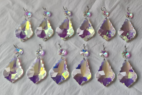 12 Aurora Borealis Leaf 50 mm 2" Chandelier Crystals Drops Beads Droplets Christmas Decorations 11