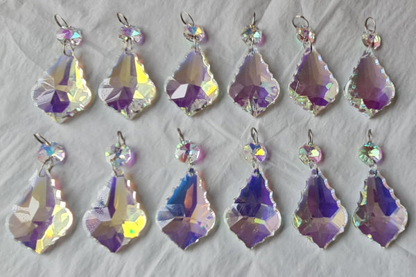 12 Aurora Borealis Leaf 50 mm 2" Chandelier Crystals Drops Beads Droplets Christmas Decorations 6