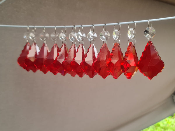 12 Red Leaf 50 mm 2" Chandelier UK Crystals Drops Beads Droplets Christmas Tree Decorations 4