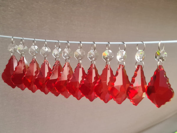 12 Red Leaf 50 mm 2" Chandelier UK Crystals Drops Beads Droplets Christmas Tree Decorations 8