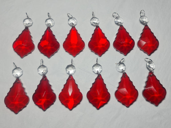12 Red Leaf 50 mm 2" Chandelier UK Crystals Drops Beads Droplets Christmas Tree Decorations 5