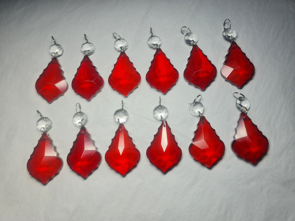 12 Red Leaf 50 mm 2" Chandelier UK Crystals Drops Beads Droplets Christmas Tree Decorations 3