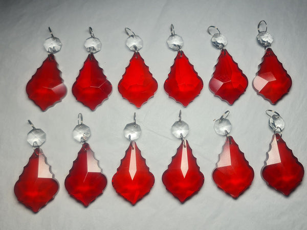 12 Red Leaf 50 mm 2" Chandelier UK Crystals Drops Beads Droplets Christmas Tree Decorations 9