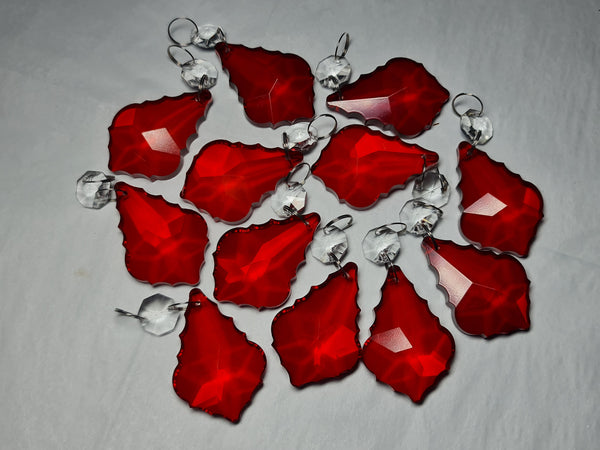 12 Red Leaf 50 mm 2" Chandelier UK Crystals Drops Beads Droplets Christmas Tree Decorations 7
