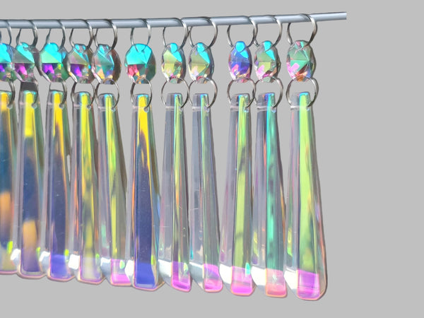 1 Aurora Borealis 72 mm 3" Icicle Chandelier Cut Glass Crystals Beads AB Droplets Lamp Parts