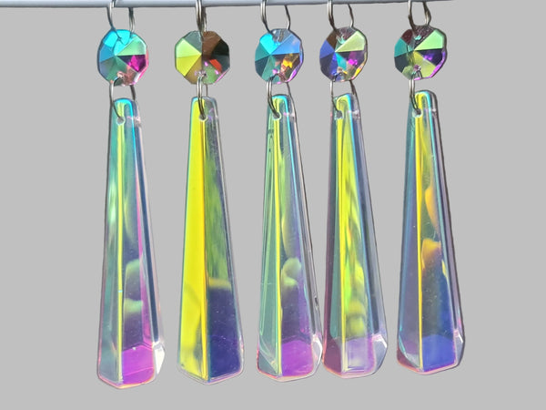1 Aurora Borealis 72 mm 3" Icicle Chandelier Cut Glass Crystals Beads AB Droplets Lamp Parts