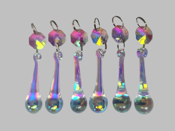 1 Aurora Borealis 53 mm 2" Teardrop Orb Chandelier Cut Glass Crystals Drops Beads Charms AB Droplets 11