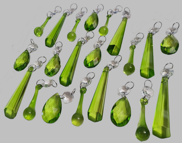 20 Sage Green Chandelier Drops Cut Glass Crystals Beads Prisms Droplets Light Lamp Parts 2