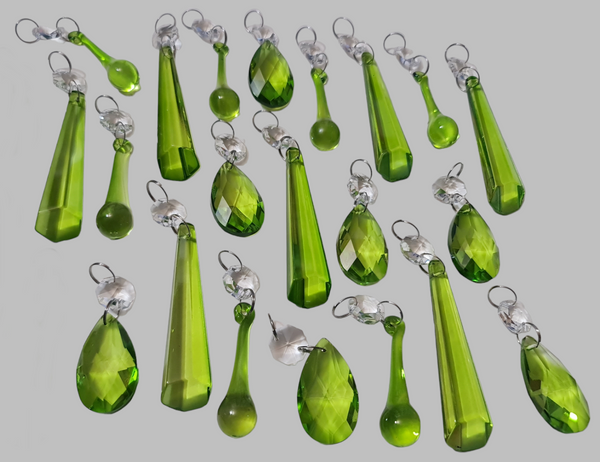 20 Sage Green Chandelier Drops Cut Glass Crystals Beads Prisms Droplets Light Lamp Parts 4