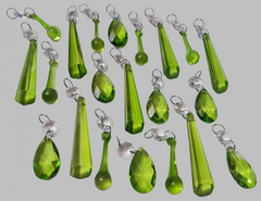 20 Sage Green Chandelier Drops Cut Glass UK Crystals Beads Prisms Droplets Light Lamp Parts