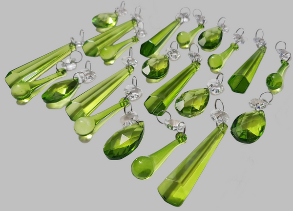 20 Sage Green Chandelier Drops Cut Glass Crystals Beads Prisms Droplets Light Lamp Parts 6