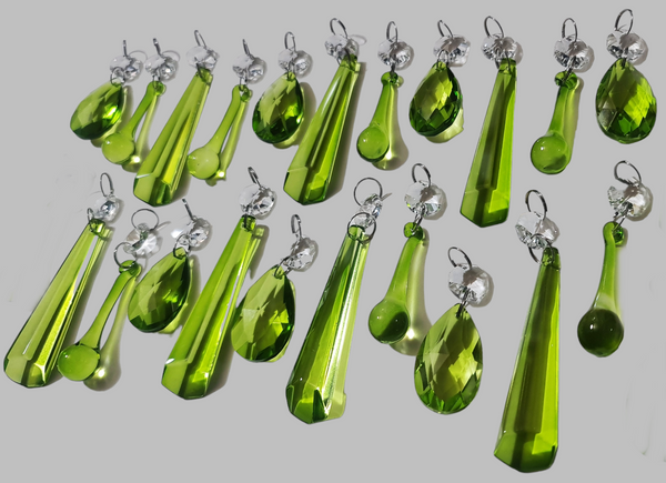 20 Sage Green Chandelier Drops Cut Glass Crystals Beads Prisms Droplets Light Lamp Parts 10