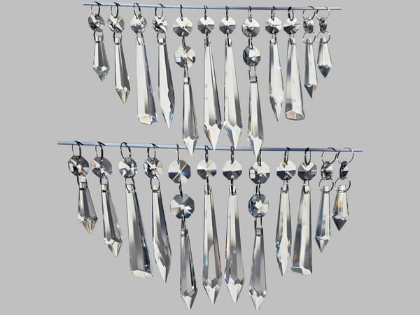 24 Chandelier Drops UK Crystals Cut Glass Beads XL Droplets & Standard Clear Icicle Torpedos colourless 2