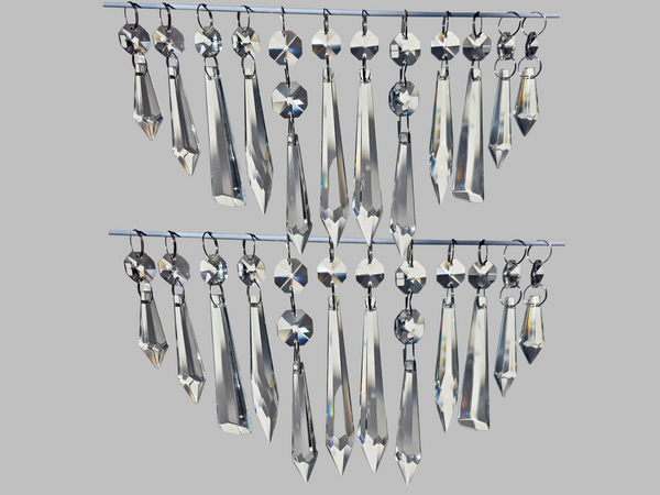 24 Chandelier Drops UK Crystals Cut Glass Beads XL Droplets & Standard Clear Icicle Torpedos colourless 6