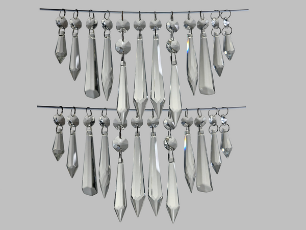 24 Chandelier Drops UK Crystals Cut Glass Beads XL Droplets & Standard Clear Icicle Torpedos colourless 9
