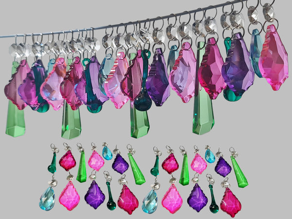 25 Chandelier Drops Summer Colour Cut Glass Crystals Droplets Beads Light Parts Sun Catchers 1