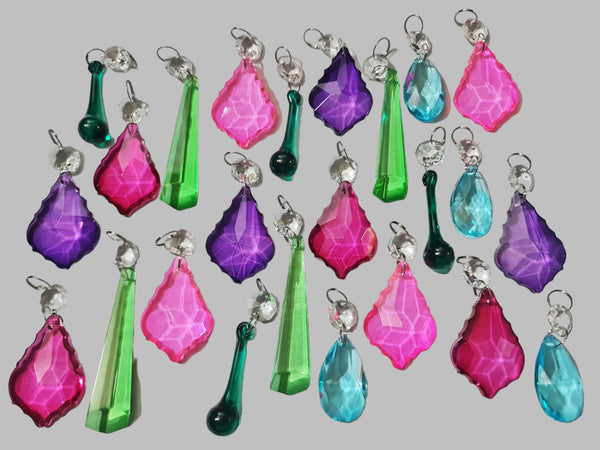 25 Chandelier Drops Summer Colour Cut Glass Crystals Droplets Beads Light Parts Sun Catchers 6