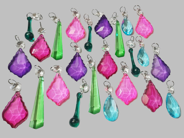 25 Chandelier Drops Summer Colour Cut Glass Crystals Droplets Beads Light Parts Sun Catchers 8