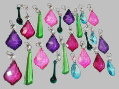 24 Chandelier Drops Summer Colour Cut Glass Crystals Droplets Beads Light Parts Sun Catchers