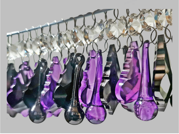 24 Chandelier Drops Gothic Black Purple Cut Glass UK Crystals Beads Droplets Christmas Tree Decorations 8