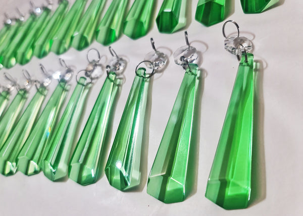 1 Emerald Green Cut Glass Icicles 72 mm 3" Chandelier Crystals Drops Beads Droplets Lamp Parts 9