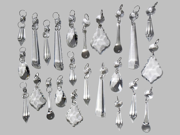 24 Chandelier Drops Clear Standard Size Cut Glass UK Crystals Beads Prisms Tree Decorations 3