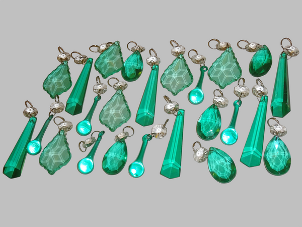 24 Aqua Marine Turquoise Green Chandelier Drops Cut Glass Crystals Beads Droplets Christmas Wedding Decorations 2