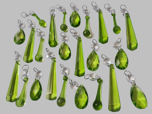 24 Sage Green Chandelier Drops Cut Glass UK Crystals Beads Christmas Tree Decorations Sun Catchers 2