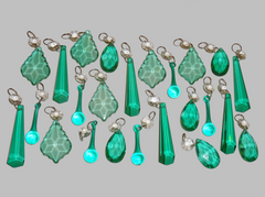 24 Jade Aqua Marine Green Chandelier Cut Glass UK Crystals Mixed Set Christmas Wedding Decorations