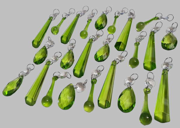 24 Sage Green Chandelier Drops Cut Glass UK Crystals Beads Christmas Tree Decorations Sun Catchers 4