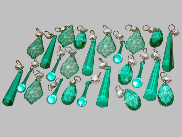 24 Aqua Marine Turquoise Green Chandelier Drops Cut Glass Crystals Beads Droplets Christmas Wedding Decorations 9